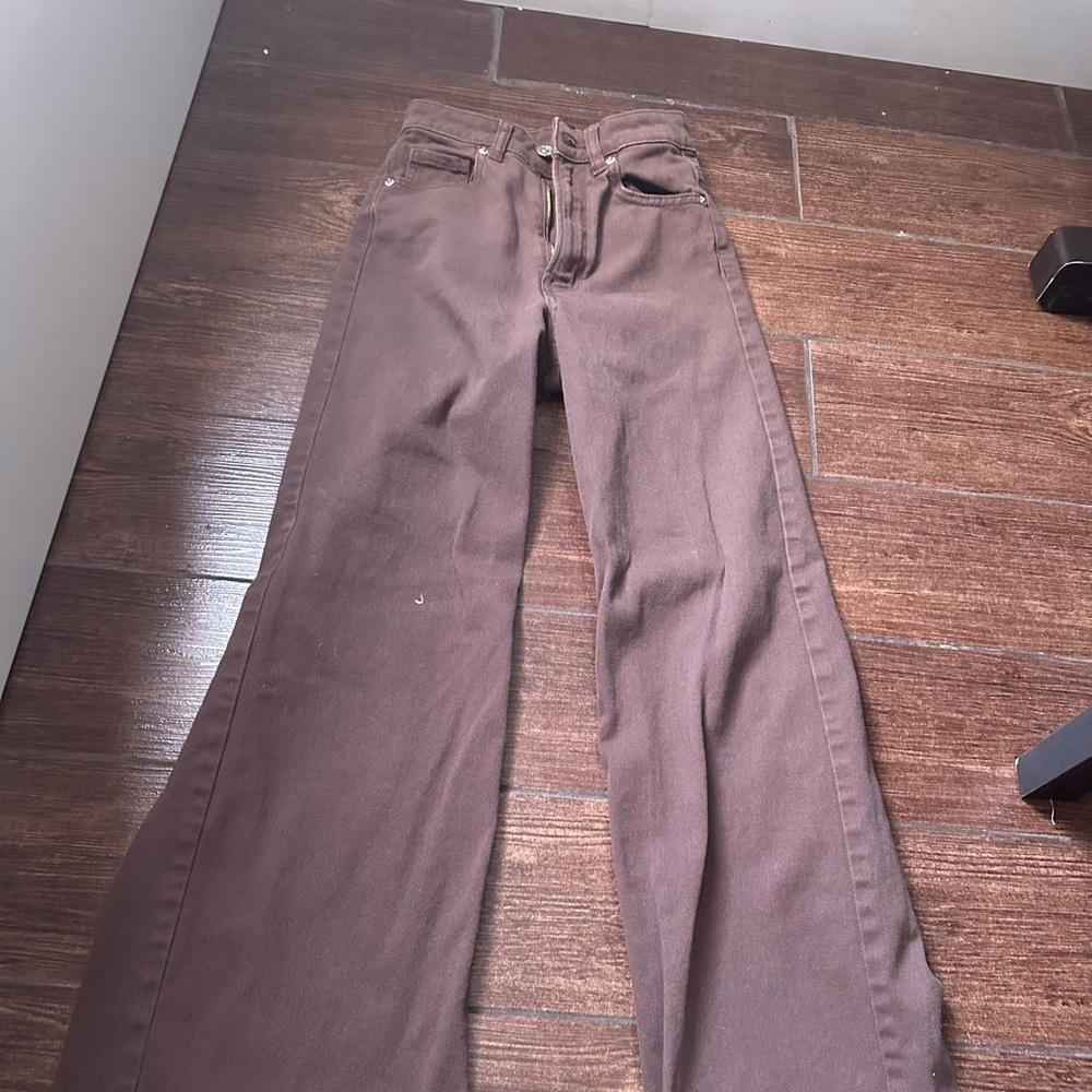 Brown wide leg jeans